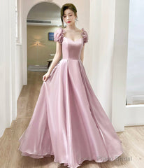 Pink Tulle Long A-Line Prom Dress