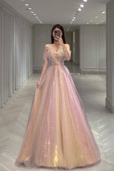 Shiny tulle sequins long prom Dresses eveing Dresses