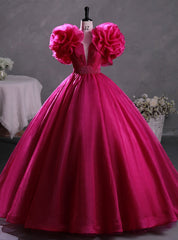 Fuchsia Tulle Beading Quinceanera Dress