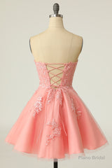 Gorgeous Pink A-Line Short Mini Tulle Homecoming Dress With Appliques