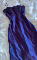 Gorgeous Purple Satin A Line Long Prom Dresses Formal Evening Dresses