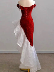 Gorgeous Sheath Off The Shoulder Sequin Red Evening Dresses Prom Dresses Birthday Outfits