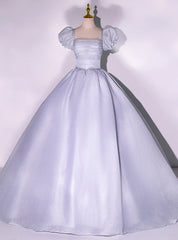 Gray Square Puff Sleeve Quinceanera Dresses