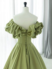 Green Satin Long Off Shoulder Formal Dresses Green Evening Dresses Prom Dresses prom Dresses shops