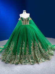 Green Tulle Sequins Appliques Spaghetti Straps Pearls Prom Dresses