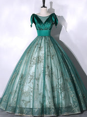 Green Tulle Seuqins Beading Quinceanera Dresses