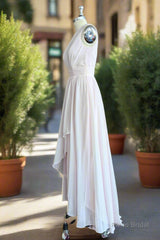 High Low One Shoulder Chiffon Bridesmaid Dress