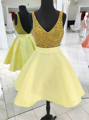 High quality Sparkly Sequins Short Gold Homecoming Dresses Party Dresses