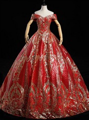 In Figure Flattering Styles For Every Silhouette Red Ball Gown Sequins Off the Shoulder Quinceanera Dresses