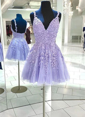 Lavender Tulle with Lace Straps Short Homecoming Dress Lavender Prom Dress prom dresses shops