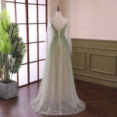 Light Green Gradient Soft Tulle Long Junior Prom Dresses Green Formal Dresses Party Dresses prom Dresses shops