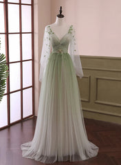 Light Green Gradient Soft Tulle Long Junior Prom Dresses Green Formal Dresses Party Dresses prom Dresses shops