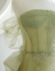 Light Green Tulle with Beaded A-line Prom Dresses Light Green Evening Dresses Party Dresses