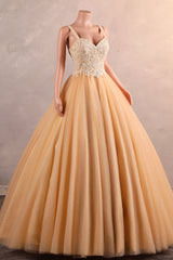 Light Orange Quinceanera Dresses Beaded Appliques A-line Tulle Long Ball Gowns Prom Dresses