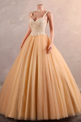 Light Orange Quinceanera Dresses Beaded Appliques A-line Tulle Long Ball Gowns Prom Dresses