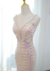 Lovely Sequins Mermaid Straps Long Party Dresses, Sequins Mermaid Formal Dresses