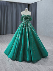 Luxury Green Tulle Off the Shoulder Beading Sequins Prom Dresses