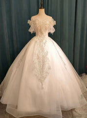 Luxury Tulle Sequins Appliques Pearls Wedding Dresses