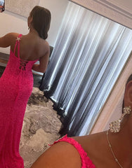 Mermaid One Shoulder Sequins Prom Dress with Stars