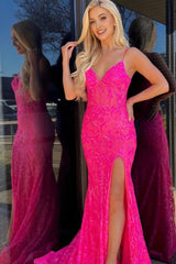 Orange Spaghetti Straps Mermaid Prom Dress