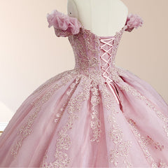 Pink Ball Gown Off the Shoulder Quinceanera Dresses