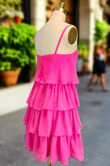 Pink Homecoming Dresses Sweetheart A-line Spaghetti Straps Mini Cocktail Party Dresses for Teens