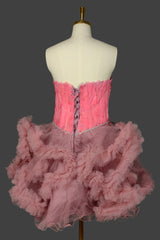 Pink Homecoming Dresses Sweetheart Neck Short Prom Dresses A Line Party Dress with Feather