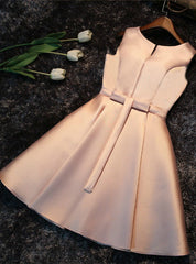 Pink Satin Bow Homecoming Dresses