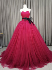 Pink Sweetheart Neck Tulle Long Prom Dress Pink Tulle Formal Sweet 16 Dress