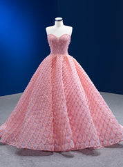 Pink Tulle Sweetheart Beading Crystal Prom Dress