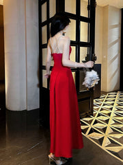 Pretty A Line Spaghetti Straps Red Knee Length Prom Dresses Evening Gowns Birthday Dress