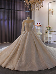 Princess Long Sleeve Beading Sequins Wedding Dresses