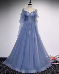 Tulle Sweetheart Long Prom Dresses, Tulle Formal Dresses