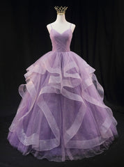 Purple Tulle Sequins Spaghetti Straps Pleats Prom Dresses