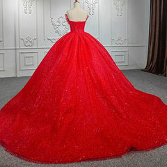 Quinceanera Ball Gown Red Sleeveless Sequined Dress