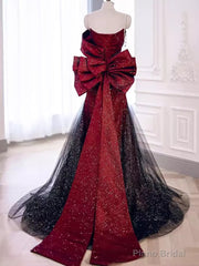 Red Tulle Off the Shoulder Bow Prom Dress