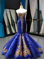 Royal Blue Sequins Mermaid Sweetheart Two Piece Prom Dresses