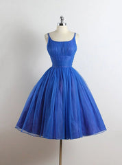 Royal Blue Tulle Spaghetti Straps Homecoming Dresses