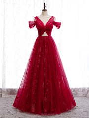 Shop Off The Shoulder Sparkle Appliques Sequin Burgundy Prom Dress Under 120