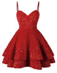 Short Homecoming Dresses for Teens Sparkly Glitter Sequins A Line Mini Homecoming Dresses