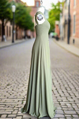 Simple Cap Sleeves Chiffon Floor Length Bridesmaid Dresses