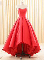 Simple Red  Satin Sweetheart Backless Wedding Dress