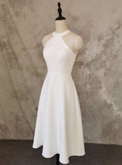 Simple White Halter Short Wedding Dresses