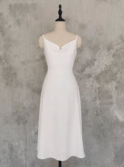 Simple White Spaghetti Straps Short Wedding Dresses