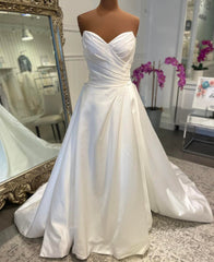 Strapless A-line Satin Wedding Dresses