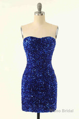 Strapless Pink Sequined Bodycon Homecoming Dress