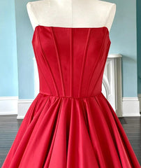 Strapless Red Long Prom Dresses