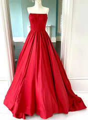 Strapless Red Long Prom Dresses