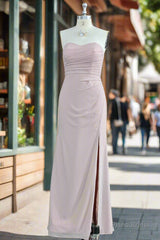 Strapless Sheath Chiffon Sweetheart Sleeveless Floor-Length Bridesmaid Dresses