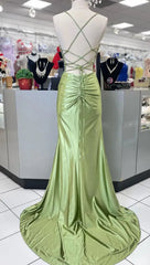 Straps Mermaid Long Prom Dresses with Beaded Bodice